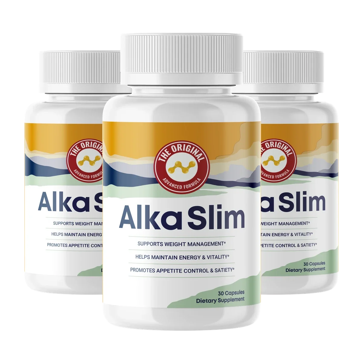 AlkaSlim capsules packaged as sold by the official store, shown against a plain white background